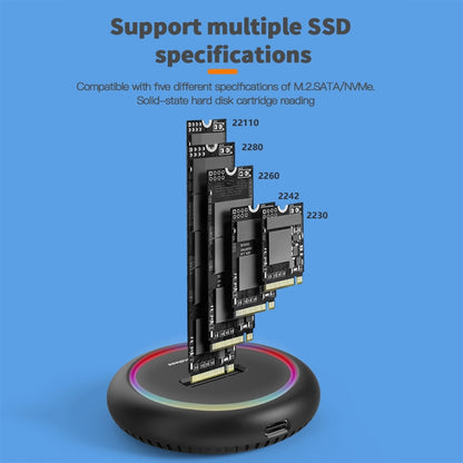 Blueendless SD03C M.2 NVMe / NGFF Dual-Protocol SSD Base With RGB Color Light, Spec: 2-in-1 - HDD Enclosure by Blueendless | Online Shopping UK | buy2fix