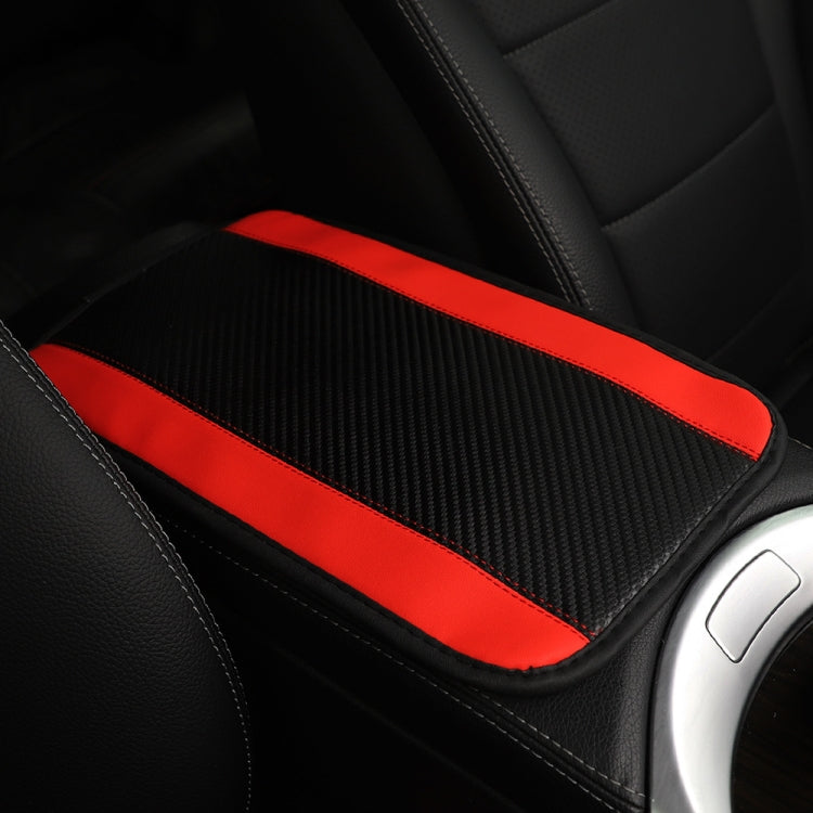 32x19cm PU Carbon Fiber Leather Central Armrest Box Cover Anti-slip Pad(Red) - Seat Accessories by buy2fix | Online Shopping UK | buy2fix