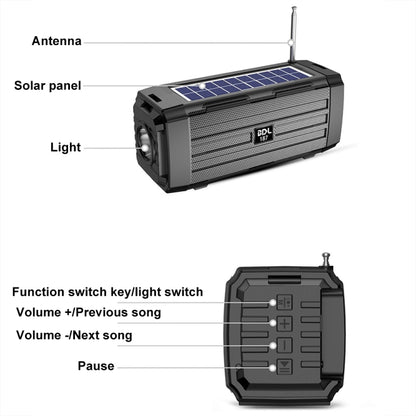 BDL-187 LED Light Solar Wireless Bluetooth Speaker Portable Outdoor Camping FM Radio(Blue) - Radio Player by buy2fix | Online Shopping UK | buy2fix