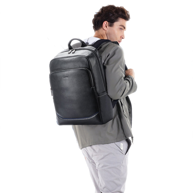 Bopai 61-121671A Top-Layer Cowhide Large-Capacity Casual Business Laptop Backpack(Black) - Backpack by Bopai | Online Shopping UK | buy2fix