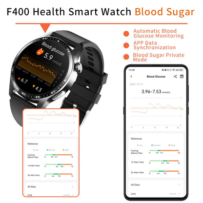 F400  1.55 Inch Screen Smart Watch Support ECG/ Blood Oxygen / Blood Sugar / 150+ Sports Mode, Color: Black Gray Silicone - Smart Watches by buy2fix | Online Shopping UK | buy2fix