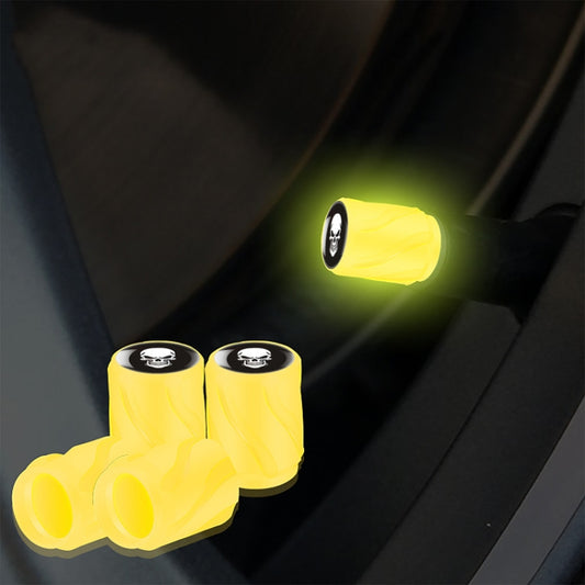 4pcs /Set Luminous Car Motorcycle Tire Modified Valve Cap, Color: Yellow White Skull - Tire Valve Caps by buy2fix | Online Shopping UK | buy2fix