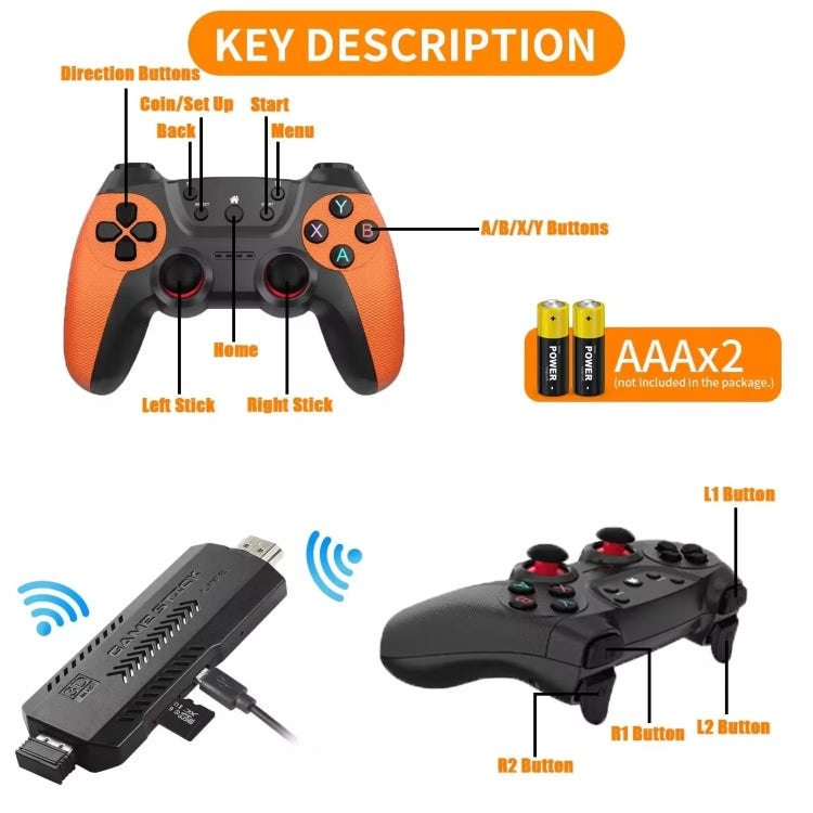 X2 Ultra Video Game Stick Console With 2.4G Double Wireless Controller 64GB - Pocket Console by buy2fix | Online Shopping UK | buy2fix