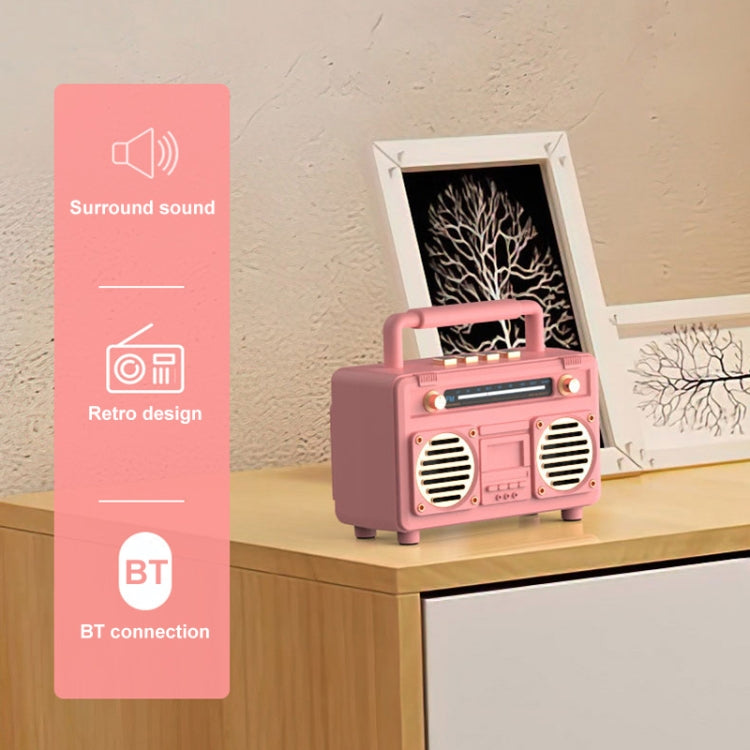 BT21 Retro USB Flash Drive FM Radio Wireless Bluetooth Speaker, Color: Pink - Desktop Speaker by buy2fix | Online Shopping UK | buy2fix