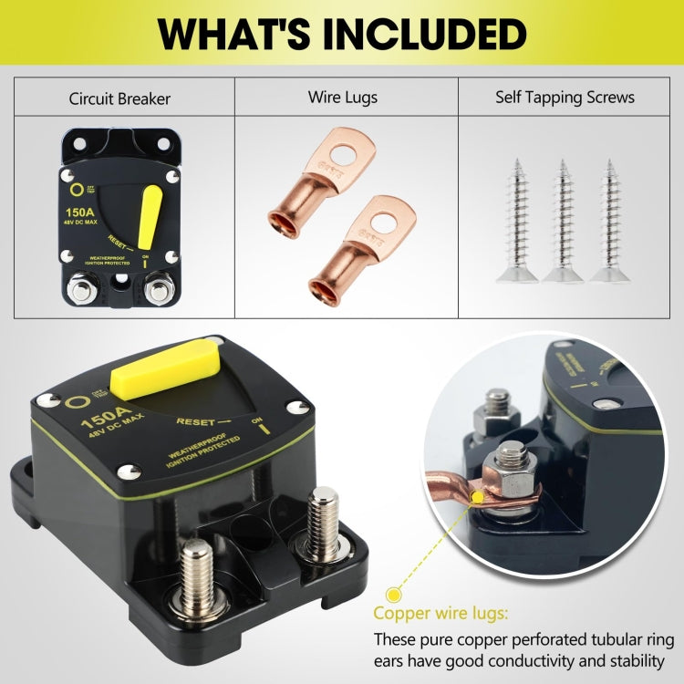 RV Yacht Manual Reset Ignition Protection Fuse Switch With Terminal Accessories, Current: 50A - Fuse by buy2fix | Online Shopping UK | buy2fix