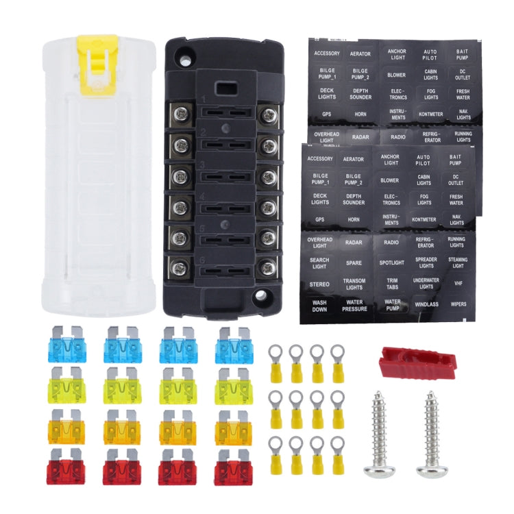 6-Way Plug-In Insulated Cover Fuse Box For Cars Yachts, Set: Upgraded Version A - Fuse by buy2fix | Online Shopping UK | buy2fix