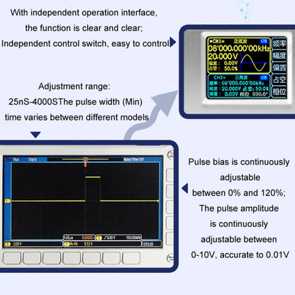 JUNTEK Programmable Dual-Channel DDS Function Arbitrary Waveform Signal Generator, Frequency: 60MHz(UK Plug) - Other Tester Tool by buy2fix | Online Shopping UK | buy2fix