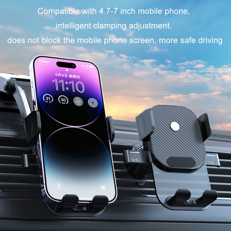 Car Suction Cup Dashboard Automatic Lock Mobile Phone Holder, Style: Glossy Telescopic Base - Car Holders by buy2fix | Online Shopping UK | buy2fix