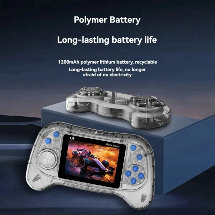 Q8 Handheld Game Console 3.0 Inch Screen Support TV Connection Built In 800 Games Singles Transparent Blue - Pocket Console by buy2fix | Online Shopping UK | buy2fix