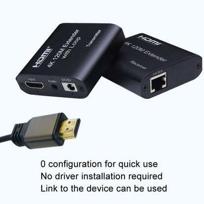 HDMI To RJ45 120m Single Network Cable 4K HD Network Extender, Receiver+Transmitter UK Plug(Black) - Amplifier by buy2fix | Online Shopping UK | buy2fix