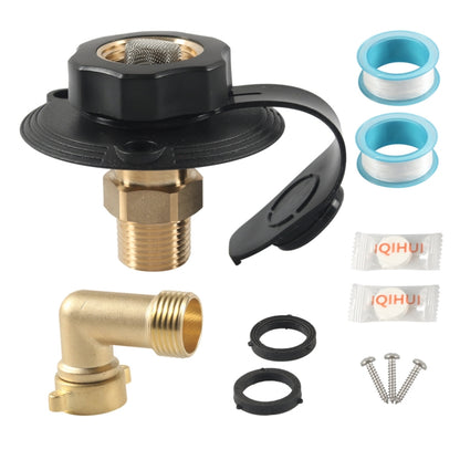 Brass Water Inlet Check Valve For Yacht RV With Adapter(Black) - Marine Accessories & Parts by buy2fix | Online Shopping UK | buy2fix