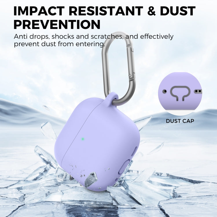 For Airpods 4 AhaStyle WG163 Earphone Drop-Proof Dust-Proof Silicone Protective Case With Cleanning Pen(Purple) - For AirPods 4 by AhaStyle | Online Shopping UK | buy2fix