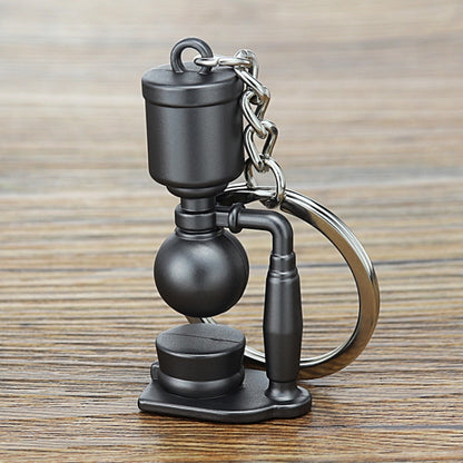 Mini Metal Keychain Coffee Utensils Decorative Pendant, Style: Siphon Pot Black - Key Rings by buy2fix | Online Shopping UK | buy2fix