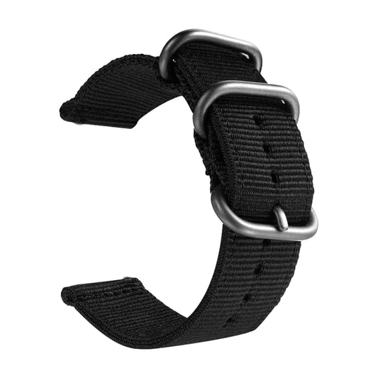 Washable Nylon Canvas Watchband, Band Width:18mm(Black with Silver Ring Buckle) - Watch Accessories & Parts by buy2fix | Online Shopping UK | buy2fix