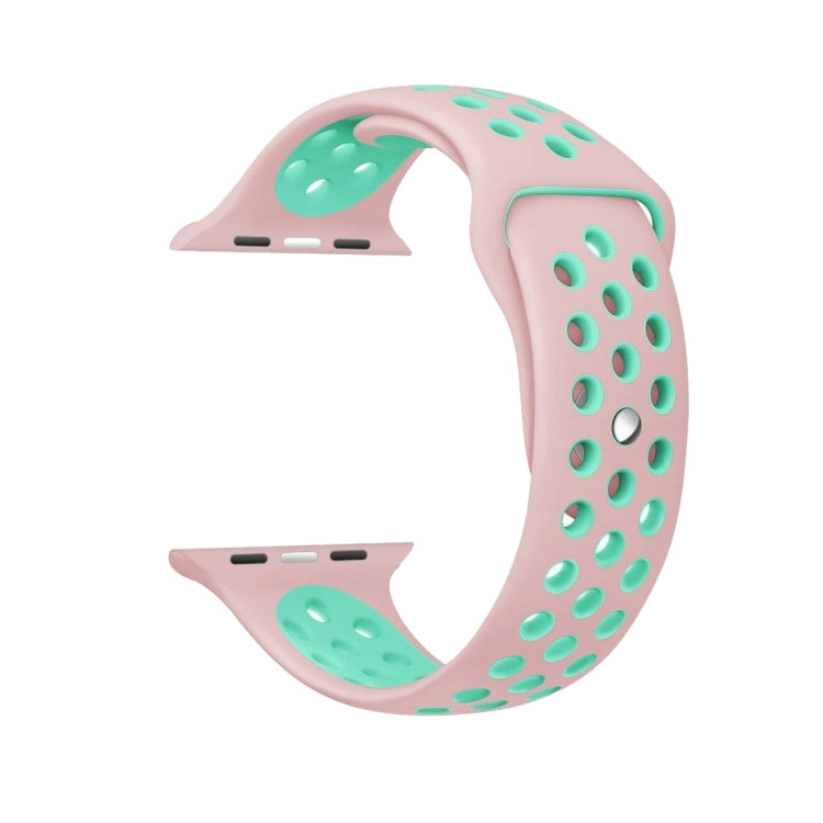 For Apple Watch Series 9&8&7 41mm / SE 3&SE 2&6&SE&5&4 40mm / 3&2&1 38mm Fashionable Classical Silicone Sport Watch Band(Pink Green) - Watch Bands by buy2fix | Online Shopping UK | buy2fix