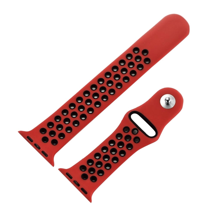 For Apple Watch Series 7 41mm / 6 & SE & 5 & 4 40mm / 3 & 2 & 1 38mm Fashionable Classical Silicone Sport Watch Band(Red Black) - Watch Bands by buy2fix | Online Shopping UK | buy2fix