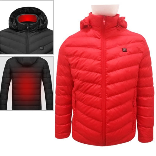 USB Heated Smart Constant Temperature Hooded Warm Coat for Men and Women (Color:Red Size:M) - Down Jackets by buy2fix | Online Shopping UK | buy2fix