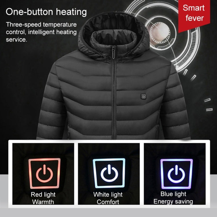 USB Heated Smart Constant Temperature Hooded Warm Coat for Men and Women (Color:Black Size:M) - Down Jackets by buy2fix | Online Shopping UK | buy2fix