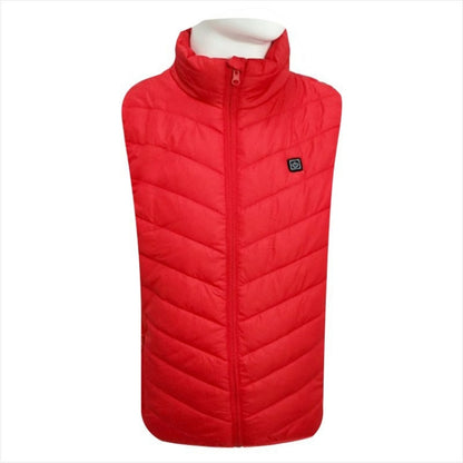 USB Security Smart Constant Temperature Fever Men Stand Collar Cotton Vest (Color:Red Size:S) - Down Jackets by buy2fix | Online Shopping UK | buy2fix