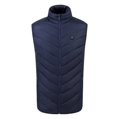 USB Security Smart Constant Temperature Fever Men Stand Collar Cotton Vest (Color:Blue Size:XXXL) - Down Jackets by buy2fix | Online Shopping UK | buy2fix