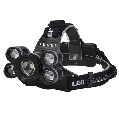 5 LEDs USB Rechargeable Outdoor Long-range Camping Night Fishing Headlight - Headlamp by buy2fix | Online Shopping UK | buy2fix