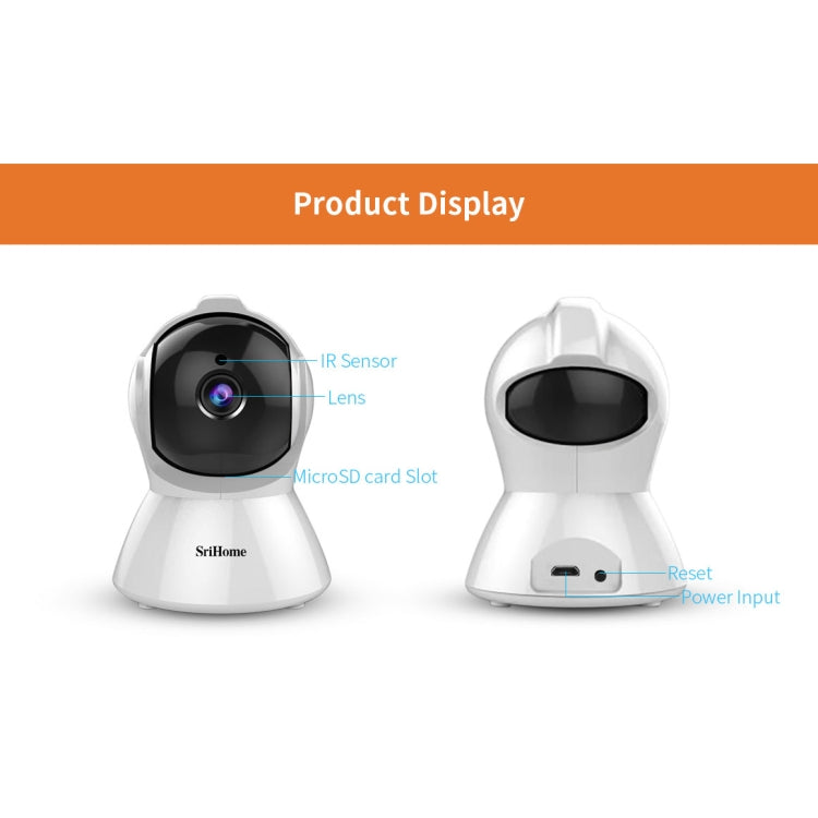 SriHome SH025 2.0 Million Pixels 1080P HD AI Auto-tracking IP Camera, Support Two Way Audio / Motion Tracking / Humanoid Detection / Night Vision / TF Card, UK Plug - Security by SriHome | Online Shopping UK | buy2fix