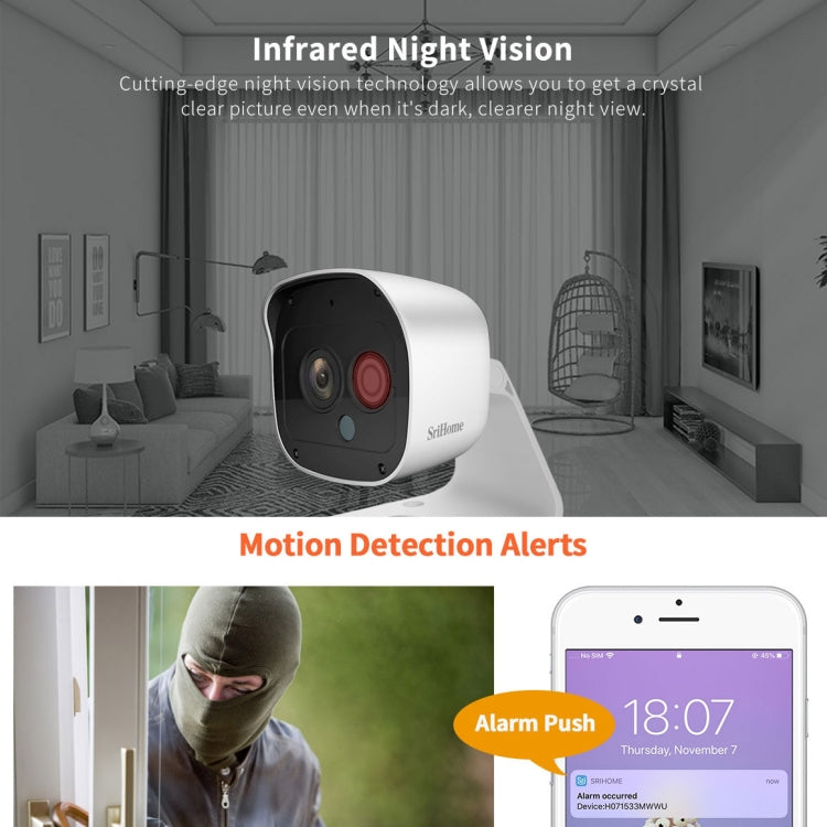 SriHome SH029 3.0 Million Pixels 1296P HD AI Camera, Support Two Way Talk / Motion Detection / Humanoid Detection / Night Vision / TF Card, UK Plug - Security by SriHome | Online Shopping UK | buy2fix