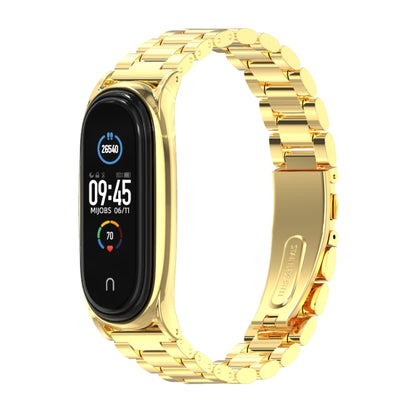 Mijobs Stainless Steel Metal Watch Band for Xiaomi Mi Band 3 & 4 & 5 & 6(Gold) - Watch Bands by MIJOBS | Online Shopping UK | buy2fix