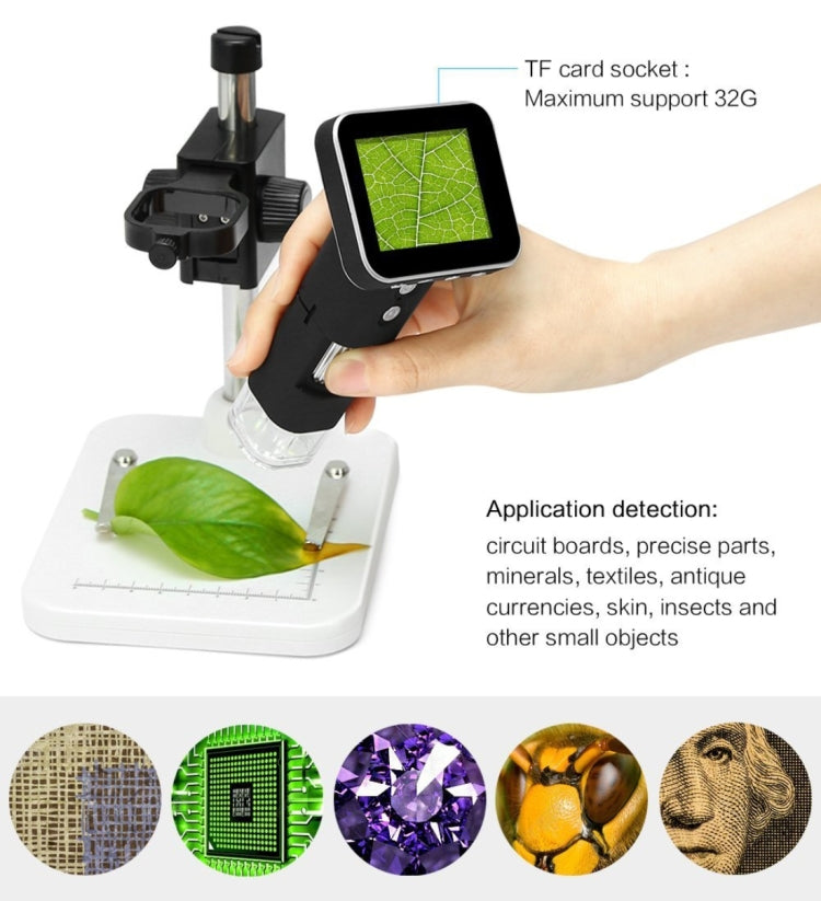 500X Zoom Magnifier 3MP Image Sensor USB Digital Microscope with 2.5 inch Screen & 8 LED & Professional Stand, Support TF Card - Consumer Electronics by buy2fix | Online Shopping UK | buy2fix