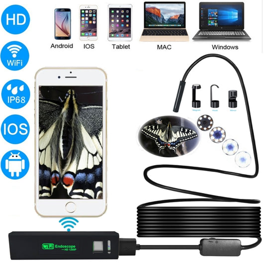 2.0MP HD Camera WiFi Endoscope Snake Tube Inspection Camera with 8 LED, Waterproof IP68, Lens Diameter: 8mm, Length: 3.5m, Soft Line - Consumer Electronics by buy2fix | Online Shopping UK | buy2fix