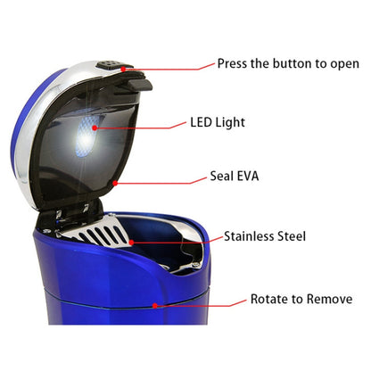 N12E Car Creative Ashtray Solar Power With Light And Cover With Cigarette Liighter (Gold) - In Car by buy2fix | Online Shopping UK | buy2fix