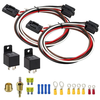 Car 12V 40A 175-185 Degree Thermostat Dual Electric Cooling Fan Wiring Relay Sensor Kit -  by buy2fix | Online Shopping UK | buy2fix