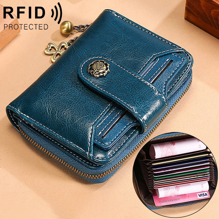 3522 Short Anti-magnetic RFID Wallet Multi-function Wallet for Ladies, with Card Slots(Blue) - Antimagnetic RFID Package by buy2fix | Online Shopping UK | buy2fix