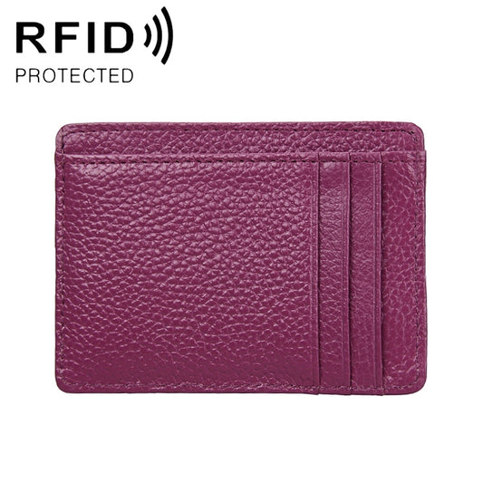 KB37 Antimagnetic RFID Litchi Texture Leather Card Holder Wallet Billfold for Men and Women (Purple) - Antimagnetic RFID Package by buy2fix | Online Shopping UK | buy2fix