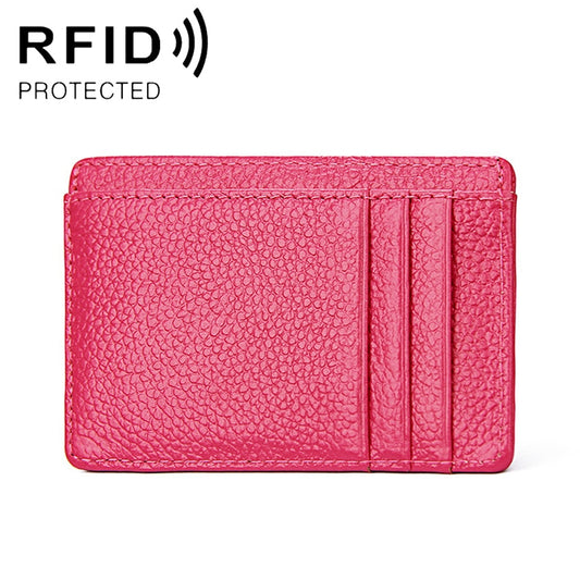 KB37 Antimagnetic RFID Litchi Texture Leather Card Holder Wallet Billfold for Men and Women (Rose Red) - Antimagnetic RFID Package by buy2fix | Online Shopping UK | buy2fix