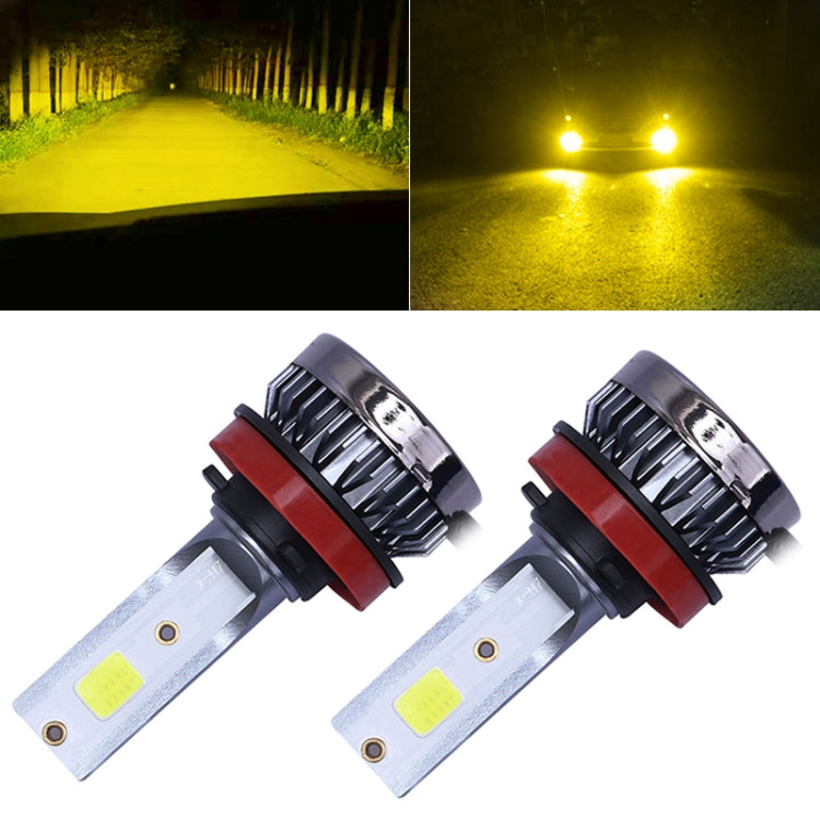 2 PCS H11 DC9-36V / 36W / 3000K / 6000LM IP68 Car / Motorcycle Mini COB LED Headlight Lamps / Fog Light(Gold Light) - LED Headlamps by buy2fix | Online Shopping UK | buy2fix