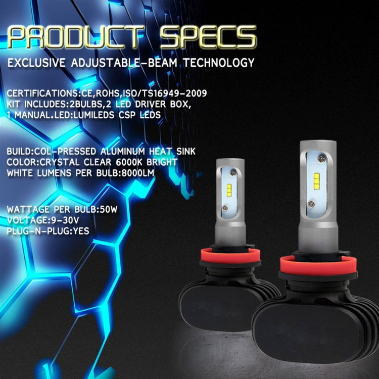 2 PCS H11 IP65 Waterproof White Light 6 CSP LED Car Headlight Bulb,  9-36V / 18W, 6000K / 2000LM - LED Headlamps by buy2fix | Online Shopping UK | buy2fix
