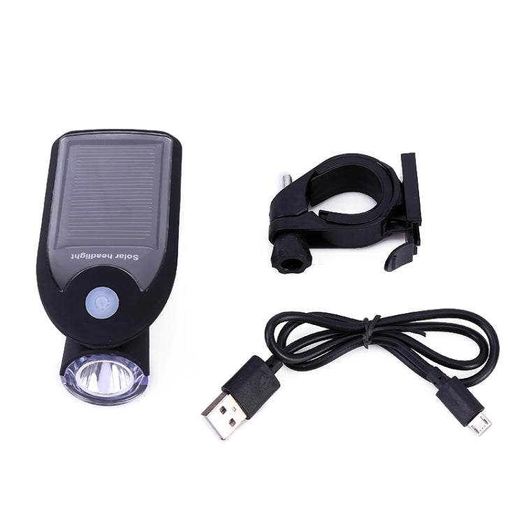 3W 240LM USB Solar Energy Motorcycle / Bicycle Front Light (Black) - Headlights by buy2fix | Online Shopping UK | buy2fix