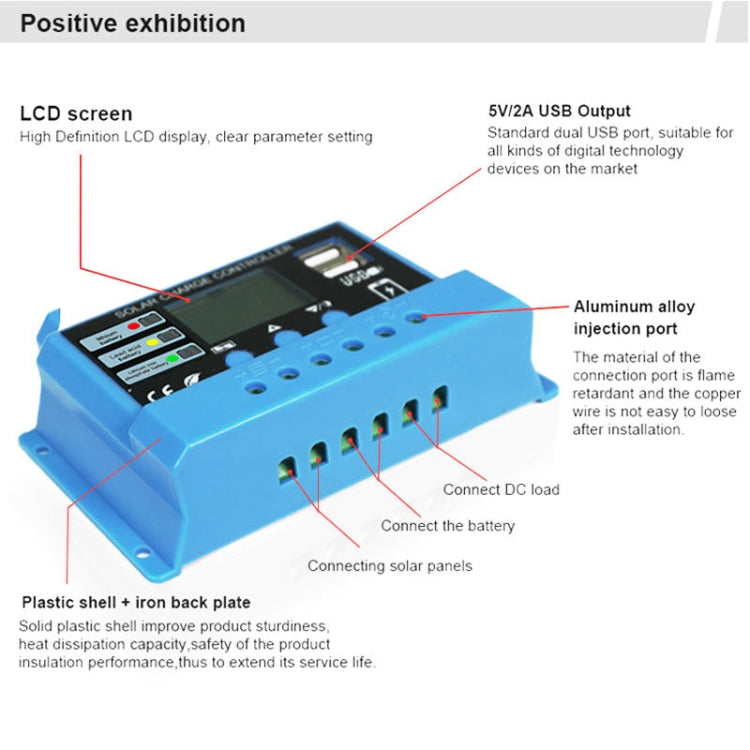 20A Solar Charge Controller 12V / 24V Lithium Lead-Acid Battery Charge Discharge PV Controller, with Indicator Light - In Car by buy2fix | Online Shopping UK | buy2fix