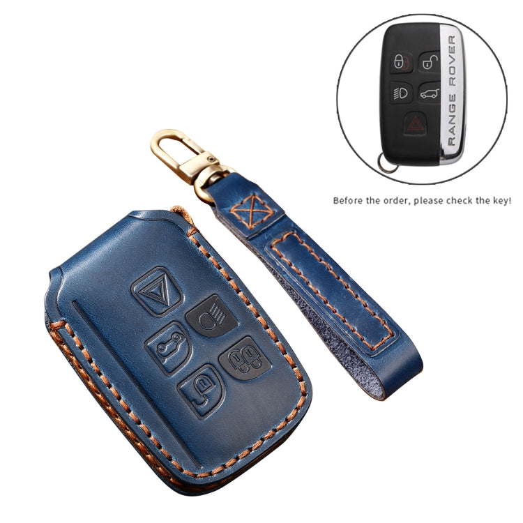 Hallmo Car Cowhide Leather Key Protective Cover Key Case for Land Rover Discovery 5 A Style (Brown) - In Car by buy2fix | Online Shopping UK | buy2fix