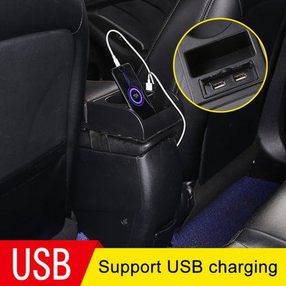 Car Multi-functional Dual USB Armrest Box Booster Pad, Microfiber Leather Straight Type (Black) - In Car by buy2fix | Online Shopping UK | buy2fix