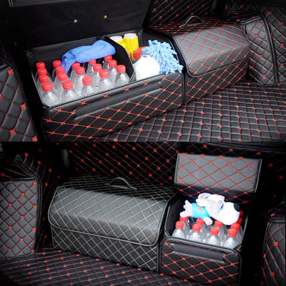 Car Trunk Foldable Storage Box, Checkered Middle Size: 40 x 32 x 30cm (Black Red) - In Car by buy2fix | Online Shopping UK | buy2fix