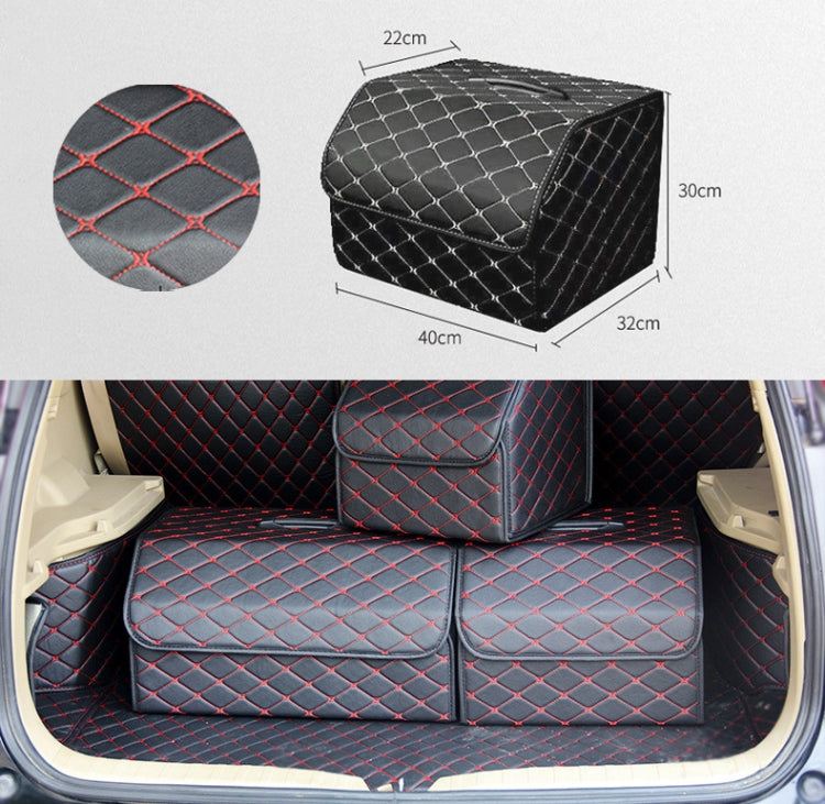 Car Trunk Foldable Storage Box, Rhombic Grid Middle Size: 40 x 32 x 30cm (Black Red) - In Car by buy2fix | Online Shopping UK | buy2fix