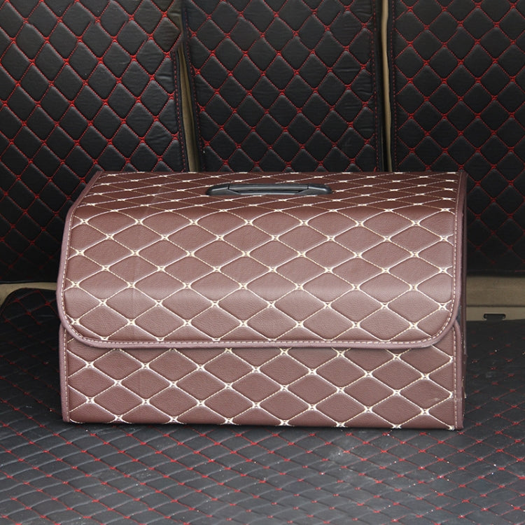 Car Trunk Foldable Storage Box, Rhombic Grid Large Size: 54 x 32 x 30cm (Coffee) - In Car by buy2fix | Online Shopping UK | buy2fix