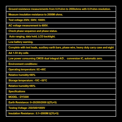 DUOYI DY5500 Car 4 in 1 Digital Multifunction Resistance Tester Insulation Earth Multimeter - Electronic Test by DUOYI | Online Shopping UK | buy2fix