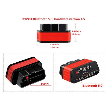 KONNWEI KW901 Android Phone OBD2 Car Bluetooth 5.0 Diagnostic Scan Tools(Black) - In Car by KONNWEI | Online Shopping UK | buy2fix