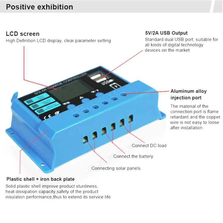 20A Solar Charge Controller 12V / 24V Lithium Lead-Acid Battery Charge Discharge PV Controller - In Car by buy2fix | Online Shopping UK | buy2fix