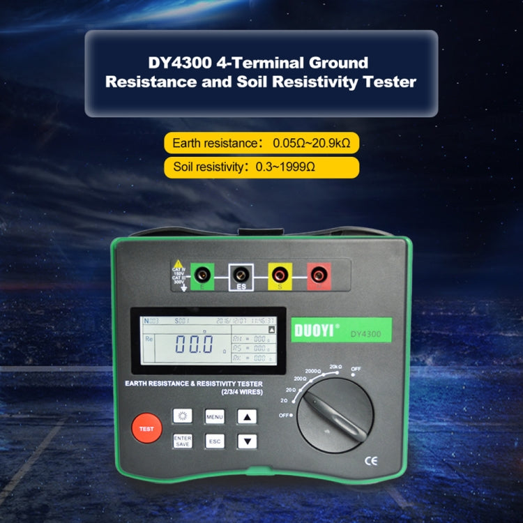 DUOYI DY4300 Higher Accuracy Digital Ground Resistance Tester - In Car by buy2fix | Online Shopping UK | buy2fix