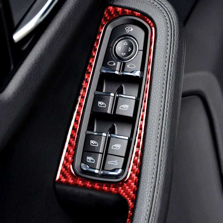 Car Carbon Fiber Window Buttons Panel Decorative Sticker for Porsche Macan 2014-2021, Left and Right Drive Universal (Red) - In Car by buy2fix | Online Shopping UK | buy2fix