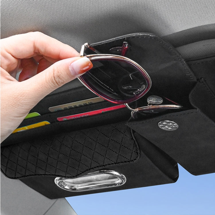 Car Nappa Leather Sun Visor Storage Clip (Khaki) - In Car by buy2fix | Online Shopping UK | buy2fix